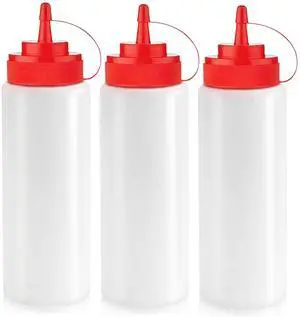 12 oz Condiment Squeeze Bottles for Sauces - Leak Proof Oil, Syrup, Dressing Squirt Bottles - 3 Pack 12 oz Condiment Squeeze Bottles for Sauces - Leak Proof Oil, Syrup, Dressing Squirt Bottles - 3 Pack