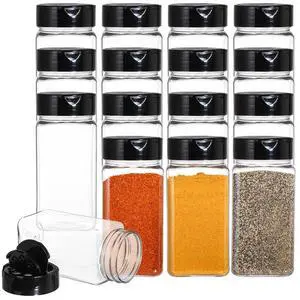 16 Pack 9 oz Plastic Spice Jars with Black Cap, Plastic Spice Bottles Empty Seasoning Containers for Storing Spice, Herbs and Powders 16 Pack 9 oz Plastic Spice Jars with Black Cap, Plastic Spice Bottles Empty Seasoning Containers for Storing Spice, Herbs and Powders