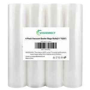 Vacuum Sealer Bags Rolls Compatible with FoodSaver 4-Pack 11" x 25' Vacuum Seal Rolls Fit Inside Machine Double-Side Embossed BPA-Free Bags for Sous Vide or Food Storage (Total 100 Feet) Vacuum Sealer Bags Rolls Compatible with FoodSaver 4-Pack 11" x 25' Vacuum Seal Rolls Fit Inside Machine Double-Side Embossed BPA-Free Bags for Sous Vide or Food Storage (Total 100 Feet)