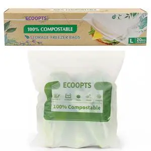 100% Compostable Large Gallon Zip Bag | ECO-Friendly Food Storage Bags | Freezer Bag | Plant-Based BPA-free | Seal well for Fruit,Food and Snack (1, Large) 100% Compostable Large Gallon Zip Bag | ECO-Friendly Food Storage Bags | Freezer Bag | Plant-Based BPA-free | Seal well for Fruit,Food and Snack (1, Large)