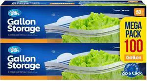 Gallon Storage Bags, Double Zipper Seal - 100 Count, Reusable Thick Food Plastic Storage Bags - Microwave-Safe, Zero BPA - Resealable Containers for Lunch, Snacks, Meals - 2 Boxes Gallon Storage Bags, Double Zipper Seal - 100 Count, Reusable Thick Food Plastic Storage Bags - Microwave-Safe, Zero BPA - Resealable Containers for Lunch, Snacks, Meals - 2 Boxes