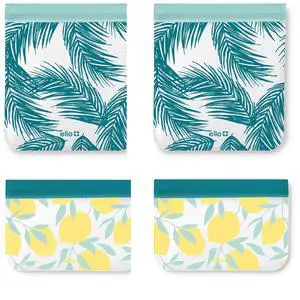 4 Pack Reusable Food Storage Bags, Resealable BPA-Free, Food-Safe PEVA, Feezer Safe and Leak-Proof, Lemons and Palms 4 Pack Reusable Food Storage Bags, Resealable BPA-Free, Food-Safe PEVA, Feezer Safe and Leak-Proof, Lemons and Palms