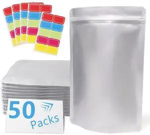 1 Quart Mylar Bags for Food Storage 50 Pcs, 7x10" Resealable Pouch 1 Quart Mylar Bags for Food Storage 50 Pcs, 7x10" Resealable Pouch