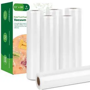 Vacuum Sealer Bags, 6 Rolls 11" x 20' Food Vac Bags for Food Storage Saver, Commercial Grade Bag Rolls, BPA Free, Customized Size Bag for Sous Vide Cooking or Meal Prep Vacuum Sealer Bags, 6 Rolls 11" x 20' Food Vac Bags for Food Storage Saver, Commercial Grade Bag Rolls, BPA Free, Customized Size Bag for Sous Vide Cooking or Meal Prep