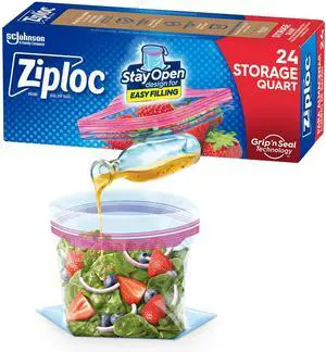 Quart Food Storage Bags, Grip 'n Seal Technology for Easier Grip, Open, and Close, 24 Count Quart Food Storage Bags, Grip 'n Seal Technology for Easier Grip, Open, and Close, 24 Count