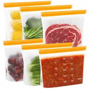 Reusable Gallon Freezer Bags, Reusable Food Storage Bags, 6Pack Reusable Gallon Freezer Bags, Reusable Food Storage Bags, 6Pack