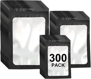 300 Pack 3 Sizes Resealable Mylar Bags Food Storage Smell Proof Bags with Front Window Packaging Pouch for Sample Snack Cookies Jewelry (Black, 3 x 4.7 inch,4 x 6 inch,4.7 x 7.9 inch) 300 Pack 3 Sizes Resealable Mylar Bags Food Storage Smell Proof Bags with Front Window Packaging Pouch for Sample Snack Cookies Jewelry (Black, 3 x 4.7 inch,4 x 6 inch,4.7 x 7.9 inch)