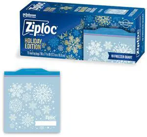 Quart Food Storage Freezer Bags, Grip 'n Seal Technology for Easier Grip, Open, and Close, 19 Count, Holiday Designs, Packaging May Vary Quart Food Storage Freezer Bags, Grip 'n Seal Technology for Easier Grip, Open, and Close, 19 Count, Holiday Designs, Packaging May Vary
