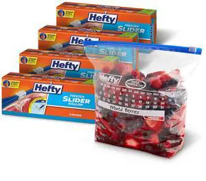 Calendar Slider Gallon Freezer Bags, 25 Count (Pack of 4), Gallon Slider Bags for Freezer with Calendar Dates, Holds Raw Meat, Soups, Fruits and Veggies, and More, Secure Zip and Click Closure Calendar Slider Gallon Freezer Bags, 25 Count (Pack of 4), Gallon Slider Bags for Freezer with Calendar Dates, Holds Raw Meat, Soups, Fruits and Veggies, and More, Secure Zip and Click Closure
