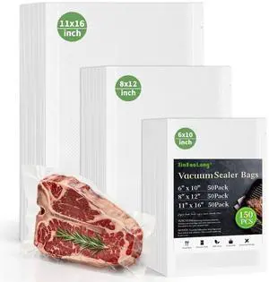 Vacuum Sealer Bags, 11"x16" Gallon, 8"x12" Quart, 6"x10" Pint, 150Pcs Vacuum Sealer Bags, 11"x16" Gallon, 8"x12" Quart, 6"x10" Pint, 150Pcs