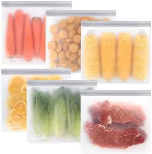 6 Pack Reusable Gallon Freezer Bags Dishwasher Safe, BPA FREE Reusable Food Storage Bags, Extra Thick Leakproof Silicone Free 1 Gallon Bags for Marinate Meat, Cereal, Sandwich, Snack, Travel Item 6 Pack Reusable Gallon Freezer Bags Dishwasher Safe, BPA FREE Reusable Food Storage Bags, Extra Thick Leakproof Silicone Free 1 Gallon Bags for Marinate Meat, Cereal, Sandwich, Snack, Travel Item