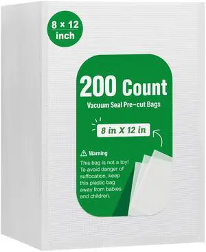 200 Count Vacuum Sealer Bags Quart 8 x 12 inch for Seal a Meal, Commercial Grade BPA Free Heavy Duty Precut Seal Bags, Food Vac Bags for Storage, Meal Prep or Sous Vide 200 Count Vacuum Sealer Bags Quart 8 x 12 inch for Seal a Meal, Commercial Grade BPA Free Heavy Duty Precut Seal Bags, Food Vac Bags for Storage, Meal Prep or Sous Vide