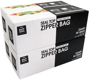 Quart Zip Storage Bags, 200 Count, Double Zipper Seal, Easy Grip Open Tabs, Write-On Space, BPA-Free & Heavy Duty, Microwave Safe, Non-StandUp Quart Zip Storage Bags, 200 Count, Double Zipper Seal, Easy Grip Open Tabs, Write-On Space, BPA-Free & Heavy Duty, Microwave Safe, Non-StandUp