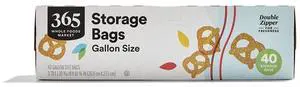 Gallon Size Storage Bags, Double Zipper, 40 Count Gallon Size Storage Bags, Double Zipper, 40 Count
