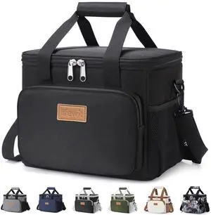 Medium Lunch Bag, Insulated Lunch Box, Soft Cooler Cooling Tote for Adult Men Women, Black 12-Can (9L) Medium Lunch Bag, Insulated Lunch Box, Soft Cooler Cooling Tote for Adult Men Women, Black 12-Can (9L)