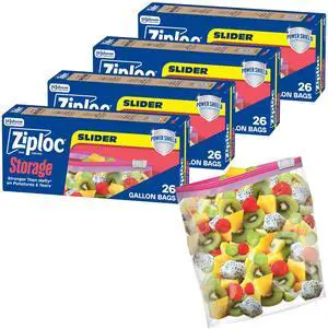 Gallon Food Storage Slider Bags, Durable, 104 Count Gallon Food Storage Slider Bags, Durable, 104 Count
