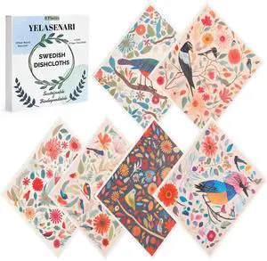Swedish Dishcloths for Kitchen Reusable 6 Pack Kitchen Towels No Odor Quick-Drying Reusable Paper Towels Reusable Paper Towels Washable for Countertop Sink Kitchen Flower Bird Swedish Dishcloths for Kitchen Reusable 6 Pack Kitchen Towels No Odor Quick-Drying Reusable Paper Towels Reusable Paper Towels Washable for Countertop Sink Kitchen Flower Bird