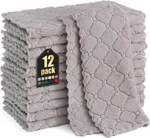 12 Pack Kitchen Dish Cloths (10 x 10 Inches, Grey), Super Soft and Absorbent Coral Velvet Dish Towels, Nonstick Oil Fast Drying Microfiber Cleaning Cloth, No Lint Household Dishcloths 12 Pack Kitchen Dish Cloths (10 x 10 Inches, Grey), Super Soft and Absorbent Coral Velvet Dish Towels, Nonstick Oil Fast Drying Microfiber Cleaning Cloth, No Lint Household Dishcloths