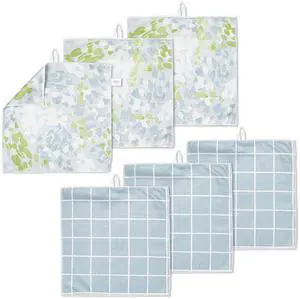 Microfiber Kitchen Dish Cloth Set, Quick-Dry & Absorbent Waffle Weave Cleaning Towels, Set of 6 Wash Cloths, Paper Towels & Sponge Alternative (Painterly Floral & Grid) Microfiber Kitchen Dish Cloth Set, Quick-Dry & Absorbent Waffle Weave Cleaning Towels, Set of 6 Wash Cloths, Paper Towels & Sponge Alternative (Painterly Floral & Grid)