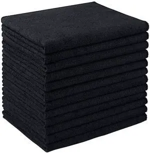 Microfiber Cleaning Cloth 12 Pack, Microfiber Towels for Cars, Soft & Absorbent Cleaning Rags, Premium Lint Free Shop Towels for House, Kitchen, Car, 12inx16in, Black Microfiber Cleaning Cloth 12 Pack, Microfiber Towels for Cars, Soft & Absorbent Cleaning Rags, Premium Lint Free Shop Towels for House, Kitchen, Car, 12inx16in, Black
