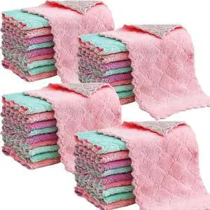 Reusable Microfiber Kitchen Cleaning Cloths Super Absorbent, Quick-Drying Dish Towels for Kitchen Car Furniture Bowl Tea. 10.6" x 6.3" Coral Velvet Dishcloths Lint-Free Machine Washable 32 Pack Rags Reusable Microfiber Kitchen Cleaning Cloths Super Absorbent, Quick-Drying Dish Towels for Kitchen Car Furniture Bowl Tea. 10.6" x 6.3" Coral Velvet Dishcloths Lint-Free Machine Washable 32 Pack Rags