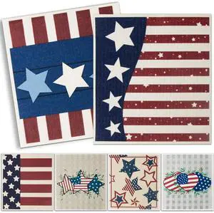 4th of July 6 Packs Swedish Kitchen Dish Cloths - American Flags Reusable Paper Towels for Counters & Dishes - Eco-Friendly Cellulose Sponge Cloth 4th of July 6 Packs Swedish Kitchen Dish Cloths - American Flags Reusable Paper Towels for Counters & Dishes - Eco-Friendly Cellulose Sponge Cloth