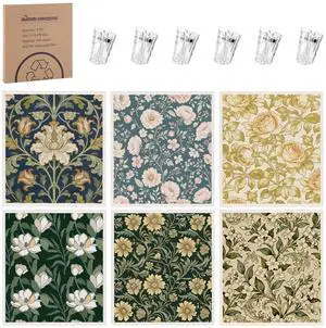 6 Pack Vintage Floral Swedish Dishcloths for Kitchen, 6.7 × 7.5Inch 6 Pack Vintage Floral Swedish Dishcloths for Kitchen, 6.7 × 7.5Inch