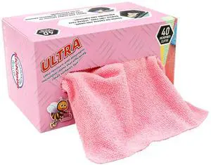 Microfiber Cleaning Cloth, Lint-Free Shop Towels Reusable, Bulk Rags in a Box for Home, Kitchen and Car, 8 Inch x 8 Inch,40 Pack with Box (Pink) Microfiber Cleaning Cloth, Lint-Free Shop Towels Reusable, Bulk Rags in a Box for Home, Kitchen and Car, 8 Inch x 8 Inch,40 Pack with Box (Pink)