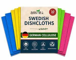 Swedish Dishcloths for Kitchen 10 Pack Reusable Cellulose Sponge Cloths Ultra Absorbent, Eco-Friendly Cleaning Towels No Odor, Assorted Dishcloths for Washing Dishes & General Cleaning Swedish Dishcloths for Kitchen 10 Pack Reusable Cellulose Sponge Cloths Ultra Absorbent, Eco-Friendly Cleaning Towels No Odor, Assorted Dishcloths for Washing Dishes & General Cleaning