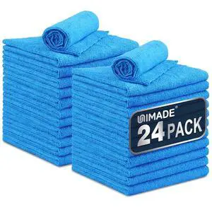 Microfiber Cleaning Cloth, 24 Pack Reusable Microfiber Towels for Cars Lint Free Cleaning Shop Towel Rags for Home Kitchen Automotive Bar Mechanic Restaurant Garage, 11"x 12", Blue Microfiber Cleaning Cloth, 24 Pack Reusable Microfiber Towels for Cars Lint Free Cleaning Shop Towel Rags for Home Kitchen Automotive Bar Mechanic Restaurant Garage, 11"x 12", Blue