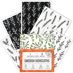 Swedish Dishcloths for Kitchen, 5 Pack Reusable Paper Towels Washable, Super Absorbent Swedish Dish Cloths, Non-Scratch, No Odor Swedish Dishcloths for Kitchen, 5 Pack Reusable Paper Towels Washable, Super Absorbent Swedish Dish Cloths, Non-Scratch, No Odor
