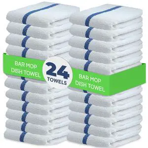 24-Pk 16x19 30 Oz. Absorbent Cotton Kitchen Bar Mop Towels 24-Pk 16x19 30 Oz. Absorbent Cotton Kitchen Bar Mop Towels