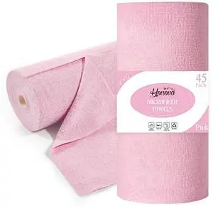 Microfiber Cleaning Cloth Roll 45 Pack, 12''×12" Reusable Paper Towels, Tear Away Microfiber Towels, Highly Absorbent, All-Purpose Washable Cleaning Rags for Kitchen, Window, Car, Shop (Pink) Microfiber Cleaning Cloth Roll 45 Pack, 12''×12" Reusable Paper Towels, Tear Away Microfiber Towels, Highly Absorbent, All-Purpose Washable Cleaning Rags for Kitchen, Window, Car, Shop (Pink)