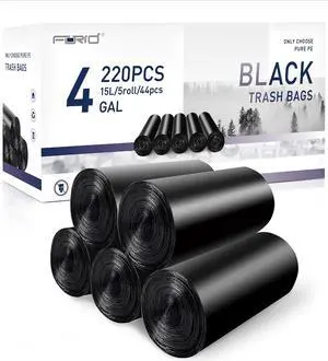 Small Black Trash Bags, 4 Gallon Garbage Bags, 220 Counts Strong Plastic Trash Can Liners 15 Liter for Kitchen Bathroom Office Waste Basket - Durable & Thick Trash Bag Small Black Trash Bags, 4 Gallon Garbage Bags, 220 Counts Strong Plastic Trash Can Liners 15 Liter for Kitchen Bathroom Office Waste Basket - Durable & Thick Trash Bag