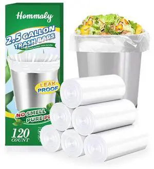 2.5 Gallon 120 pcs(2.5-2.6 Gal) Small Clear Trash Bags, Strong 2.5 Gallon 2.6 Gallon Garbage Bags, Bathroom Trash Can Bin Liners,Mini Bags Waste Basket Liner,Fit 6-10 Liter, 2.5-2.6 Gal (2.5C120) 2.5 Gallon 120 pcs(2.5-2.6 Gal) Small Clear Trash Bags, Strong 2.5 Gallon 2.6 Gallon Garbage Bags, Bathroom Trash Can Bin Liners,Mini Bags Waste Basket Liner,Fit 6-10 Liter, 2.5-2.6 Gal (2.5C120)