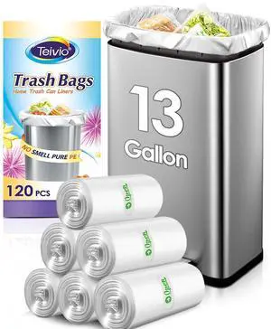 13 Gallon 120 Counts Strong Trash Bags Tall Kitchen Garbage Bags, 12 Gallon 13 Gallon 14 Gallon, Multi-Use Bin Liners, Plastic Bags for Home Office Kitchen Yard Industrial, Clear 13 Gallon 120 Counts Strong Trash Bags Tall Kitchen Garbage Bags, 12 Gallon 13 Gallon 14 Gallon, Multi-Use Bin Liners, Plastic Bags for Home Office Kitchen Yard Industrial, Clear
