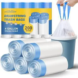 Small Trash Bags 4 Gallon, 200 Count Drawstring Mini Garbage Bags, Plastic Trash Can Liners for Bathroom Accessories, Bedroom, Dorm Room Essentials, Office Small Trash Bags 4 Gallon, 200 Count Drawstring Mini Garbage Bags, Plastic Trash Can Liners for Bathroom Accessories, Bedroom, Dorm Room Essentials, Office