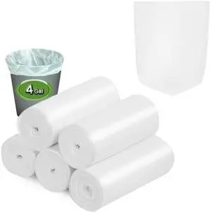 Small Trash Bags, Small Garbage Bags 4-6 Gallon Biodegradable Can Liners Thicken, Size Expanded, White 200 Counts Small Trash Bags, Small Garbage Bags 4-6 Gallon Biodegradable Can Liners Thicken, Size Expanded, White 200 Counts