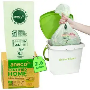 (Include 10 Bonus Bags) 100% Compostable Waste Bags 2.6 Gallon, Extra Thick Kitchen Small Compost Bags for Countertop Bin, 110 Count (100 + 10 Extra) (Include 10 Bonus Bags) 100% Compostable Waste Bags 2.6 Gallon, Extra Thick Kitchen Small Compost Bags for Countertop Bin, 110 Count (100 + 10 Extra)