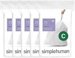 Code C 100 Count Custom Fit Liners, Drawstring Kitchen Trash Bags, One-by-One Mess-Free Dispense, Extra Thick & Double Seamed, 50% PCR Plastic, 10-12 Liter / 2.6-3.2 Gallon, White Code C 100 Count Custom Fit Liners, Drawstring Kitchen Trash Bags, One-by-One Mess-Free Dispense, Extra Thick & Double Seamed, 50% PCR Plastic, 10-12 Liter / 2.6-3.2 Gallon, White