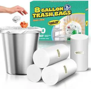 Medium 8 Gallon Trash Bags Unscented, 0.94 Mil, Clear, 120 Count Medium 8 Gallon Trash Bags Unscented, 0.94 Mil, Clear, 120 Count