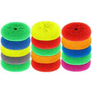 15 Pieces Plastic Dish Scrubbers for Dishes Pot Round Nylon Pad, Mesh Scouring Non Scratch Pads (Rainbow Colors) 15 Pieces Plastic Dish Scrubbers for Dishes Pot Round Nylon Pad, Mesh Scouring Non Scratch Pads (Rainbow Colors)