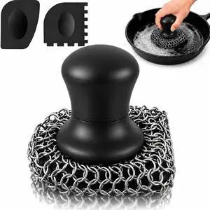 Cast Iron Scrubber and Scraper | 316 Chainmail Scrubber for Cast Iron Pan Cast Iron Scrubber and Scraper | 316 Chainmail Scrubber for Cast Iron Pan