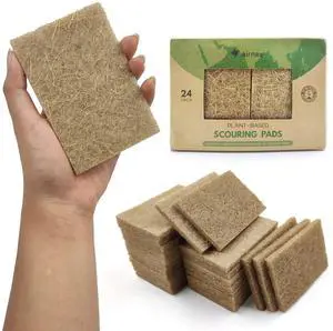 Based Scouring Pads for Dishes - Coconut Husk Non Scratch Scrub Pads - Natural Kitchen Scrubbing Pads for Pots & Pans - Eco Friendly & Non Abrasive Dish Scrubber Pads - Pack of 24 Based Scouring Pads for Dishes - Coconut Husk Non Scratch Scrub Pads - Natural Kitchen Scrubbing Pads for Pots & Pans - Eco Friendly & Non Abrasive Dish Scrubber Pads - Pack of 24