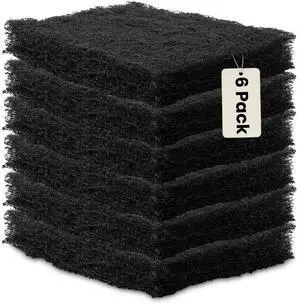 6-Pack Heavy Duty Scouring Pads, 6x4 Inch Thick Black Scrub Pads for Pots Pans, Kitchen Cleaning, Stripping, Scrubbing Grills & More 6-Pack Heavy Duty Scouring Pads, 6x4 Inch Thick Black Scrub Pads for Pots Pans, Kitchen Cleaning, Stripping, Scrubbing Grills & More