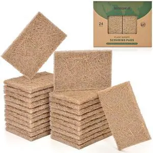 24 Pack Natural Scouring Pads - Heavy Duty Scrubbing Pads for Dishes - Non-Scratch - Reusable - Natural, Eco-Friendly, Biodegradable Sisal Fibers Sponges for Dishes, Compostable 24 Pack Natural Scouring Pads - Heavy Duty Scrubbing Pads for Dishes - Non-Scratch - Reusable - Natural, Eco-Friendly, Biodegradable Sisal Fibers Sponges for Dishes, Compostable