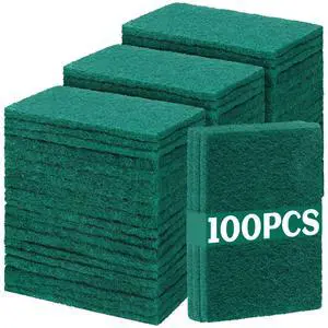 100 Pcs Heavy Duty Scouring Pads Non Scratch Household Scrub Pads for Cleaning Reusable Pan Scrubber Anti Grease Scrubbing Pads for Dish Kitchen Metal Grills, 4.3 x 3 x 0.3 in (Green) 100 Pcs Heavy Duty Scouring Pads Non Scratch Household Scrub Pads for Cleaning Reusable Pan Scrubber Anti Grease Scrubbing Pads for Dish Kitchen Metal Grills, 4.3 x 3 x 0.3 in (Green)