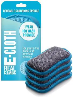 Washing Up Scrub Pad - Microfiber Sponge for Cleaning, Reusable Kitchen Sponge for Dishes & Sink, Non Scratch, Multi Purpose Scrubber, Machine Washable - 4 Pack Washing Up Scrub Pad - Microfiber Sponge for Cleaning, Reusable Kitchen Sponge for Dishes & Sink, Non Scratch, Multi Purpose Scrubber, Machine Washable - 4 Pack