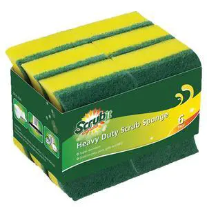(6 Pack) Heavy Duty Scrub Sponges Kitchen Dish, Sink and Bathroom Cleaning Scrubber Sponge - with Non-Smell Scouring Pad (6 Pack) Heavy Duty Scrub Sponges Kitchen Dish, Sink and Bathroom Cleaning Scrubber Sponge - with Non-Smell Scouring Pad