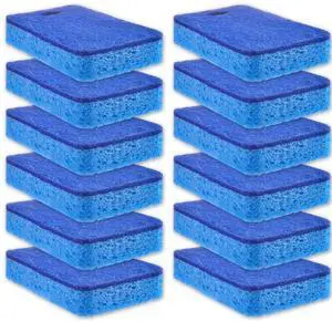 12-Count Scrub Sponges Kitchen Sponge Heavy Duty, Cellulose Sponges with Scouring Pads Dual-Sided for Kitchen and Household Use (Square-Blue) 12-Count Scrub Sponges Kitchen Sponge Heavy Duty, Cellulose Sponges with Scouring Pads Dual-Sided for Kitchen and Household Use (Square-Blue)